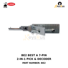 Original Lishi BE2 BEST A 7-pin residential keyways; not 6-pin SFIC or BEST B–G keyways 2-in-1 lock pick and decoder, Keysrus