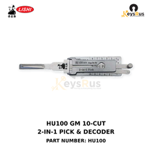 Original Lishi HU100 GM HU100 10-cut applications, including compatible door, trunk and ignition locks 2-in-1 lock pick and decoder, Keysrus