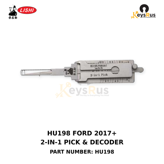 Original Lishi HU198 Ford 2017 and newer applications using the HU198 keyway 2-in-1 lock pick and decoder, Keysrus