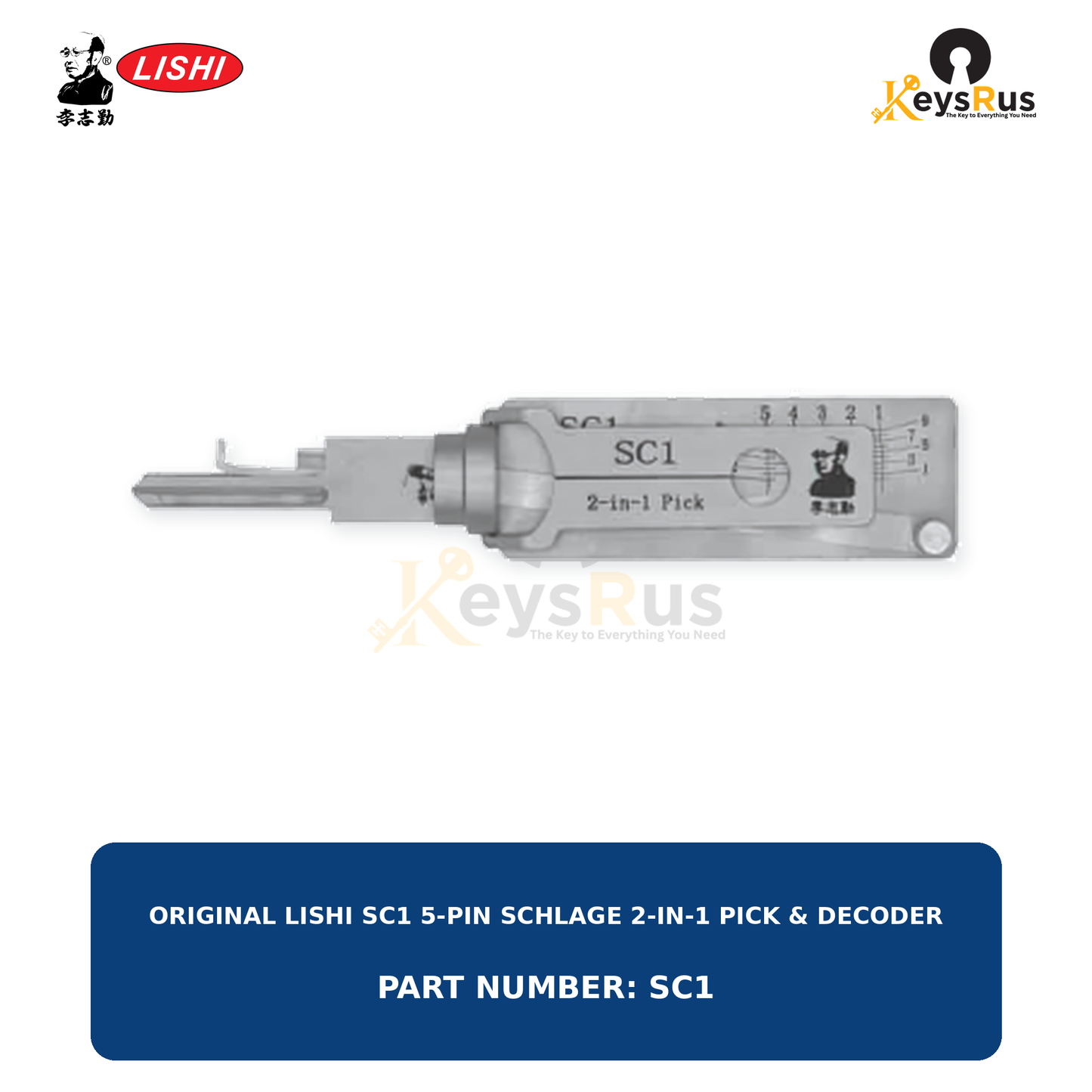 Original Lishi SC1 Matching 5-pin Schlage SC1 keyway cylinders 2-in-1 lock pick and decoder, Keysrus