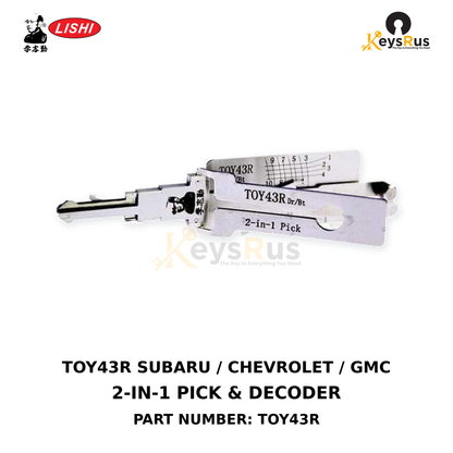 Original Lishi TOY43R Subaru, Chevrolet and GMC TOY43R/B108/B110 door and trunk locks 2-in-1 lock pick and decoder, Keysrus
