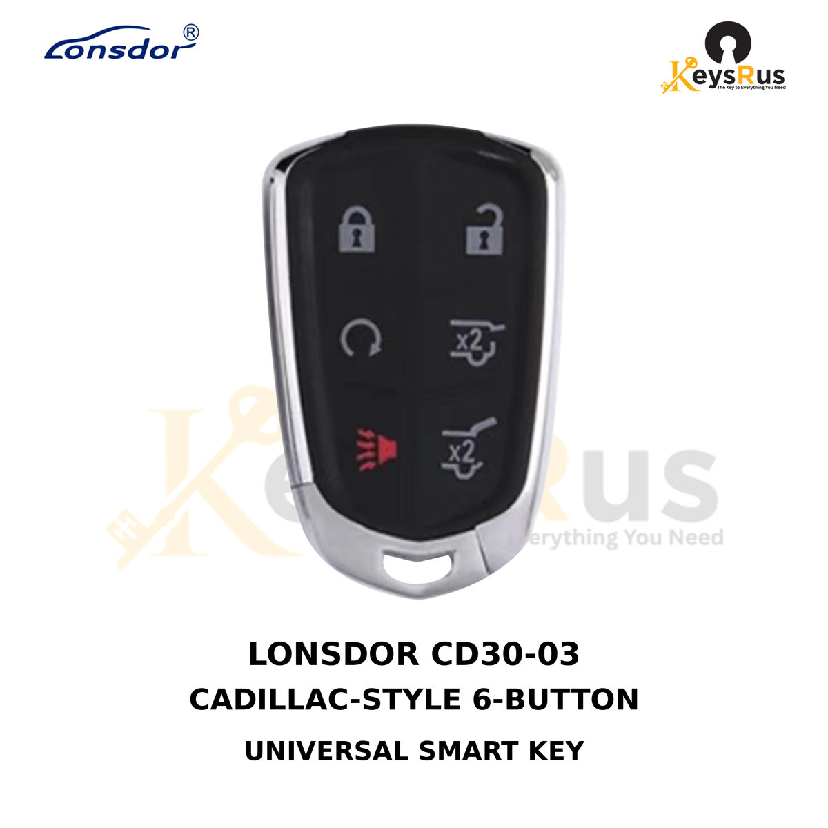 Original Lonsdor CD30-03 Cadillac-style 6-button universal smart key product image, Keysrus