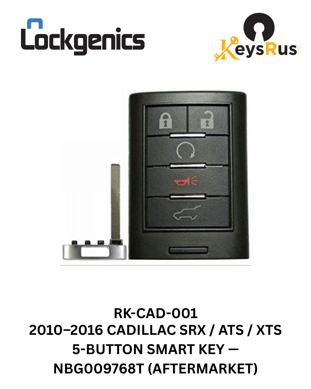 2010-2015 Cadillac SRX ATS XTS / 5-Button Smart Key / NBG009768T (Aftermarket)