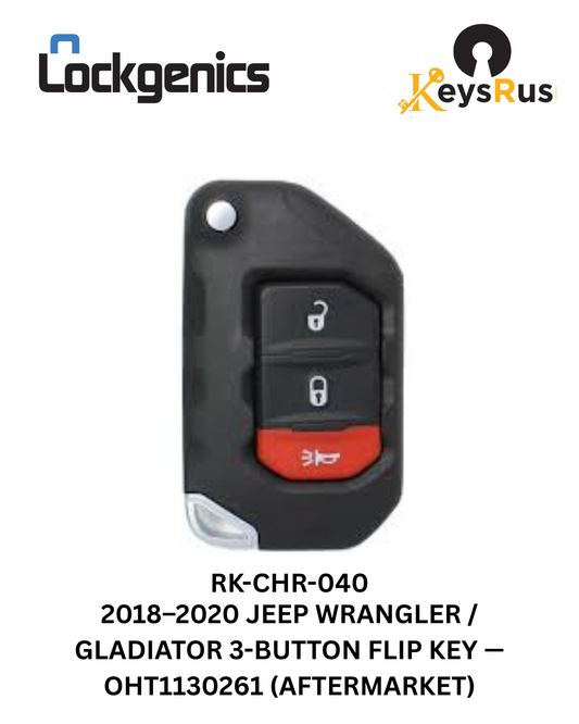 2018-2026 Jeep Wrangler Gladiator / 3-Button Flip Key / PN: 68416782AA / OHT1130261 (Aftermarket)