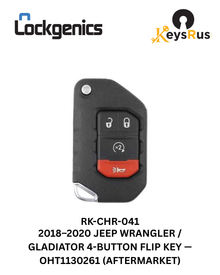 2018–2026 Jeep Wrangler / Gladiator / 4-Button Flip Key / PN: 68416784AA / FCC ID: OHT1130261 (Aftermarket)