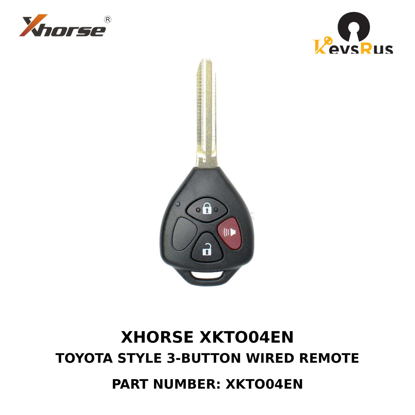 Xhorse XKTO04EN, Toyota Style 3-Button Universal Wired Remote Head Key for VVDI Key Tools