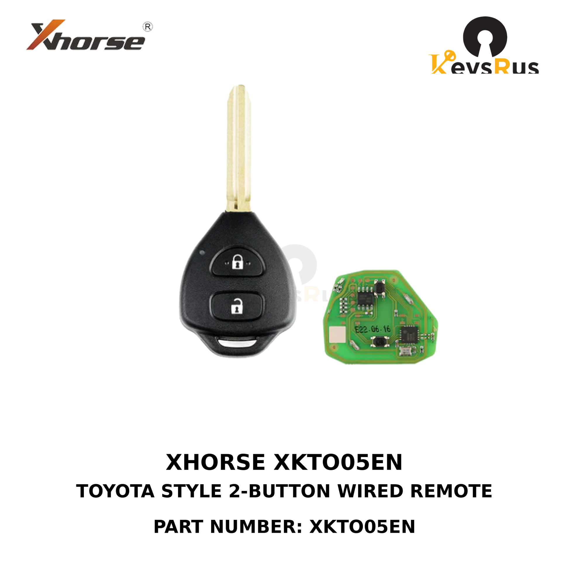 XKTO05EN Xhorse - Toyota Style / 2-Button Universal Remote Head Key for VVDI Key Tools