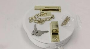 Keyed chain lock door security gold finish